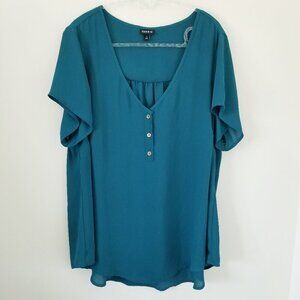 Torrid Georgette Hi-Low Henley Blouse V Neck Lightweight Feminine Career Work 1X